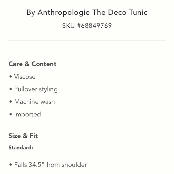 ✨ Anthropologie The Deco Tunic Sz M - Picture 5 of 5